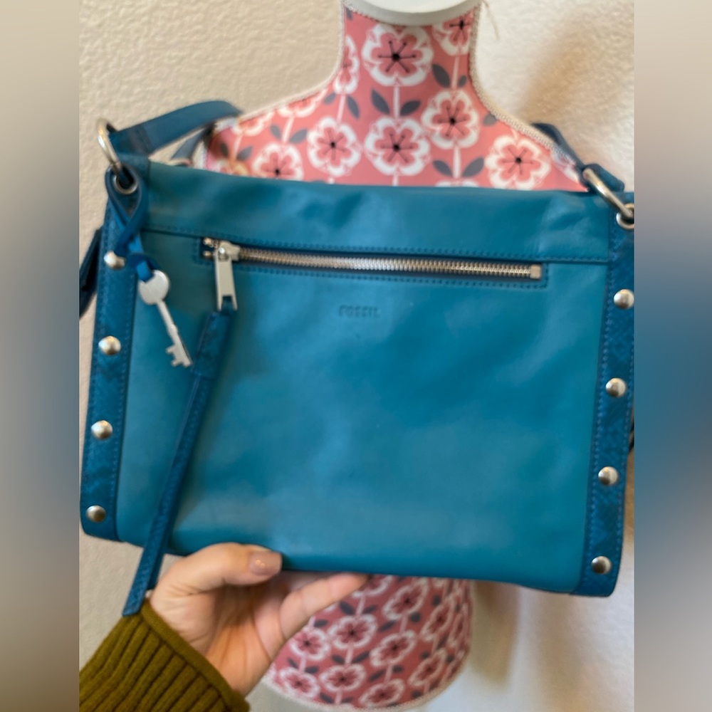 Fossil NWT Leather Blue Bag